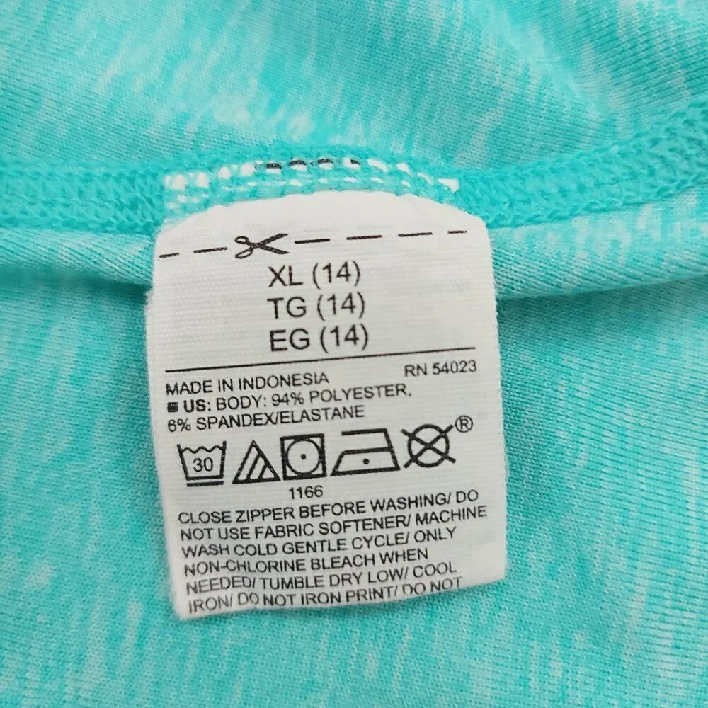 Old Navy Active Top Youth XL/14 Green 1/4 Zip Thumbhole Marled Athletic Running
